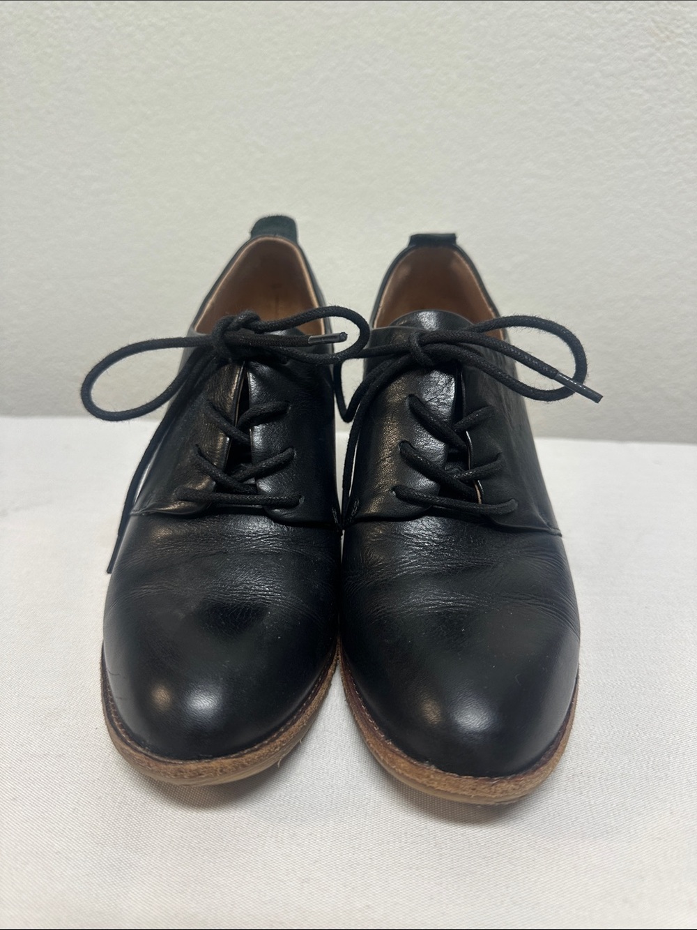 Sofft Black Leather Lace-Up Heeled Oxfords 7.5
